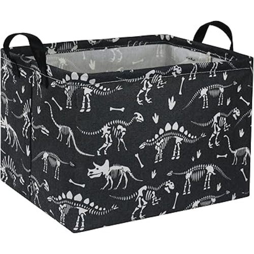 HIYAGON Rectangular Dinosaur Basket Baby Storage Baskets kids Toy Basket for Boy and Girls Gift Basket Empty Cute Storage Bin Organizer Box Dinosaur Room Decor for Books(Black Dinosaurs)