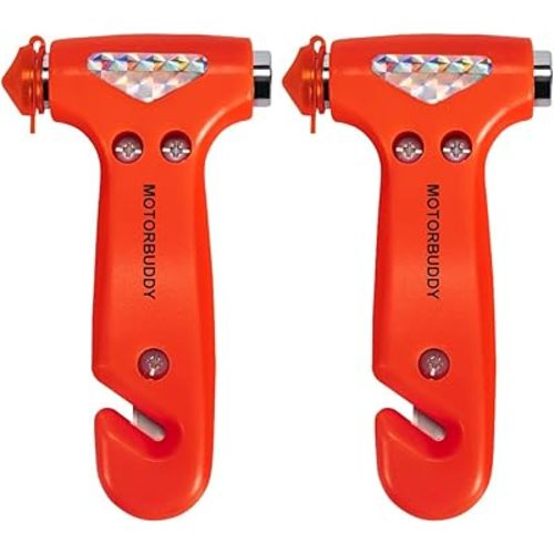 2-Pack Car Safety Hammer Seatbelt Cutter, Auto Emergency Escape Hammer with Window Glass Breaker and Seat Belt Cutter, Striking Red Escape Tool for Car Accidents