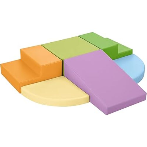 6-Piece Foam Climbing Blocks for Toddlers: Baby Foam Climbing Gym PU Leather Colorful Indoor Toy Building Blocks