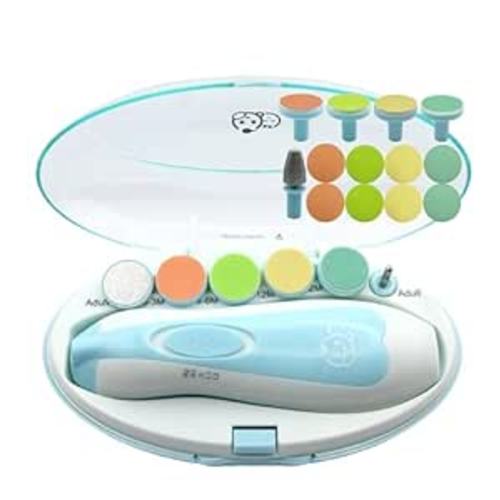Baby Nail Clippers 20 in 1 by Royal Angels Baby | Safe Electric Baby Nail Trimmer, Baby Nail File Kit, Additional Replacement Heads, Newborn Toddler Toes and Fingernails, Trim and Polish (Blue) : Baby
