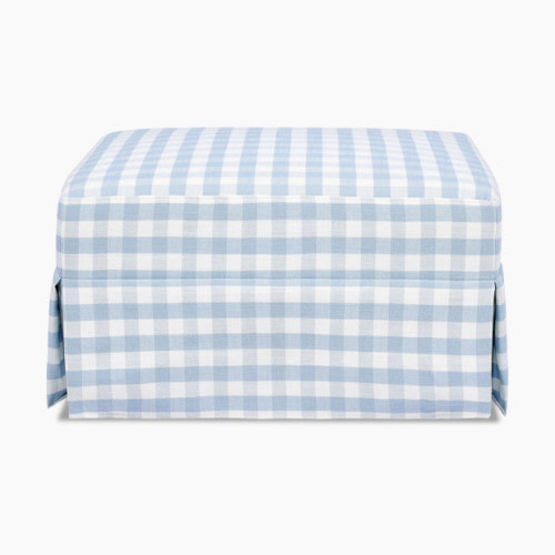 Namesake Crawford Gliding Ottoman - Blue Gingham