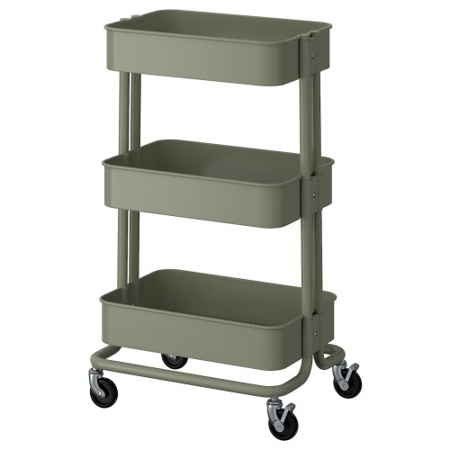 RÅSKOG Trolley - grey-green 35x45x77 cm