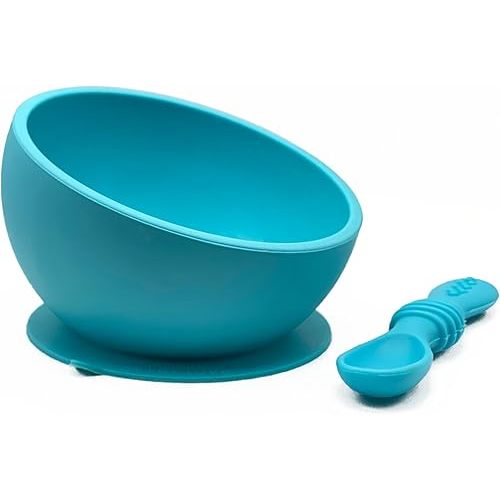 Silicone Baby Bowl & Spoon Set with Suction Base - Perfect for Baby Led Weaning - 100% Pure Platinum LFGB Silicone with NO Fillers