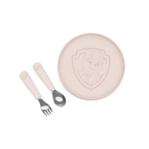 Lalo PAW Patrol 3pc Silicone Plate + Utensils Set - Skye