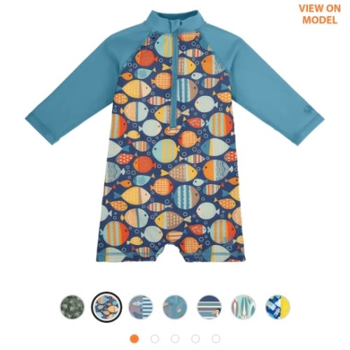 Baby Boy's Long Sleeve Swim Romper