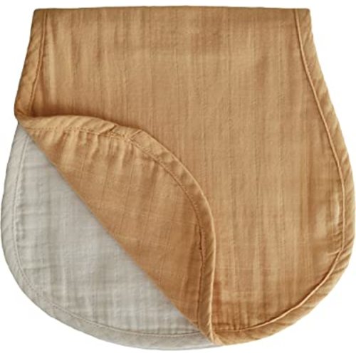 mushie Muslin Baby Burp Cloths | 100% Organic Cotton, Set of 2 (Fall Yellow/Fog)