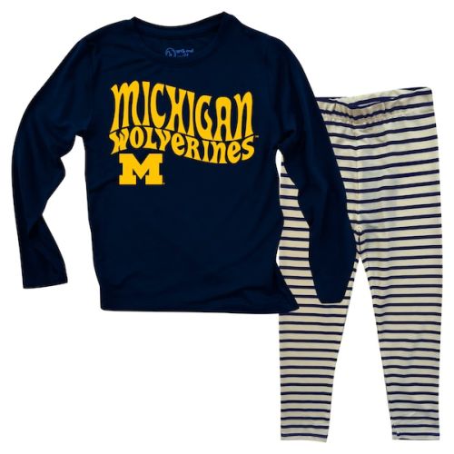 Michigan Wolverines Wes & Willy Infant Long Sleeve Top and Striped Tri-Blend Leggings Set