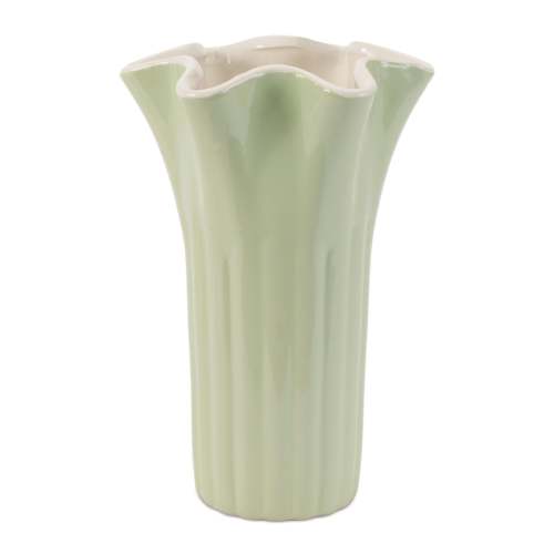 Green Scalloped Vase, Tall | Where Memories Are Made