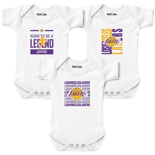 Newborn & Infant Los Angeles Lakers Chad & Jake White 3-Pack Bodysuit Set