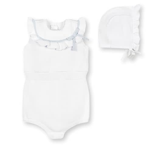 Hope & Henry Layette Kimono Button Sweater, Legging, and Beanie 3-Piece Set