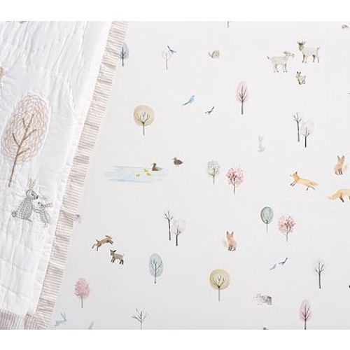 Organic Dakota Woodland Crib Fitted Sheet, Multi