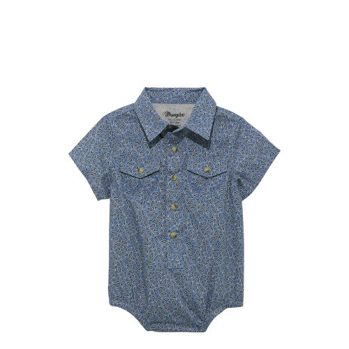 Wrangler Infant Boy's Steel Blue Paisley Western Onesie