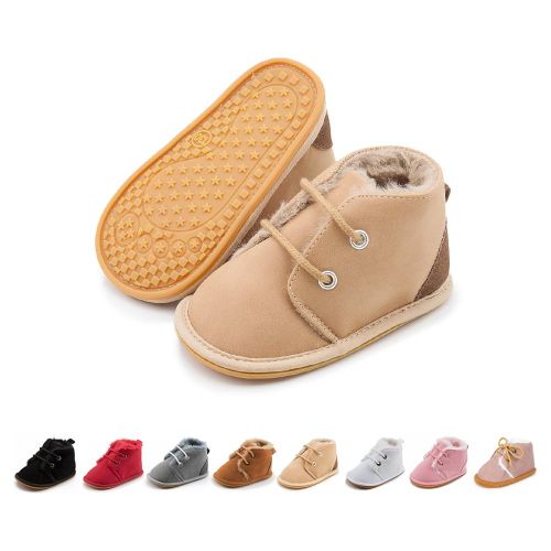 HsdsBebe Baby Girls Boys Cozy Fleece Boots Infant Winter Warm Shoes Unisex High-Top Ankle Booties for Newborn 3-18 Months