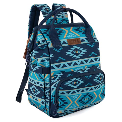 Wrangler Aztec Backpack Organized Daypack Travel Baby Bag with Stroller Strap and Side Bottle Pockets