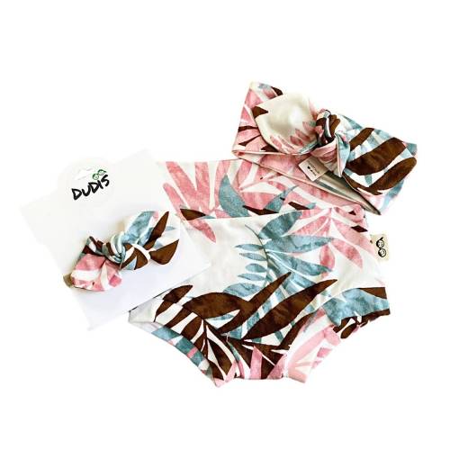 Hawaii Blush Bummies and/or Tiny Knot or Top Knot Headband Set, Baby Girl Clothes, Toddler Diaper Cover, Cute High Waisted Shorts