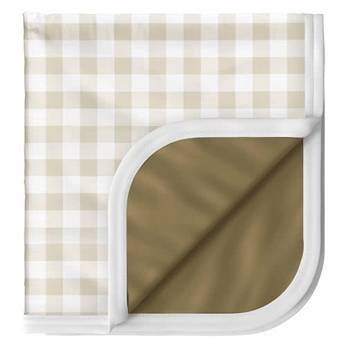 Pobibaby Premium Baby Blanket, Soft Stretchy Quilt for Babies, Toddlers, Kids (Gingham Khaki)