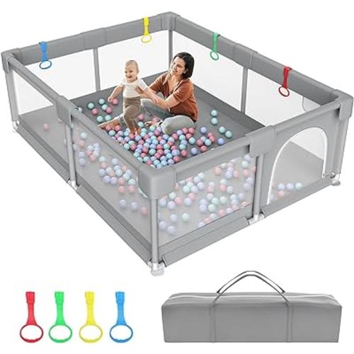 79"×71" Extra Large Baby Playpen, Big Playpen for Babies and Toddlers, Gap-Free, Climb-Proof Play Yard, Spacious Baby Play Pen with Zippered Door and Storage Bag