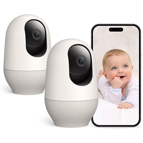 nooie Baby Monitor with Camera 2 Pack,WiFi Baby Monitor Camera,360-degree1080P,Smart Baby Camera with Motion Tracking,Night Vision,Two Way Audio&Sound Detection,Works with Alexa,SD Card and Cloud