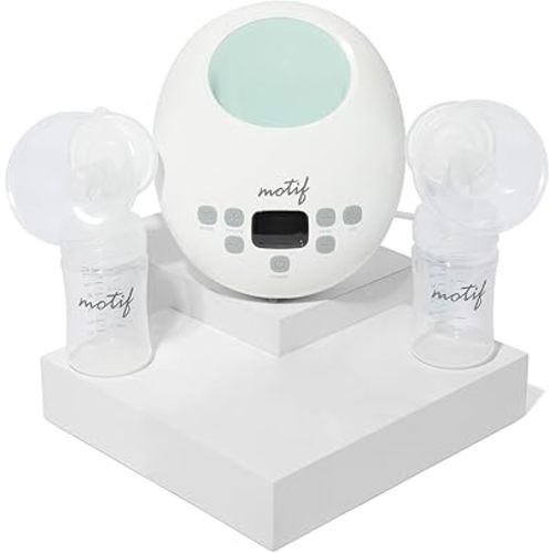 Motif Medical Luna Double Electric Pump for Breastfeeding - Portable Pump Breastfeeding w/Battery - Hospital Grade Pump w/LED Light - Hands-Free Breast Pump, Quiet Motor Baby Breast Pump
