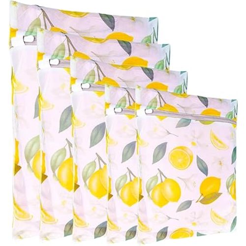 3Pcs Durable Mesh Laundry Bag, Durable Laundry Bags with Premium Zipper (5PCS Lemon)