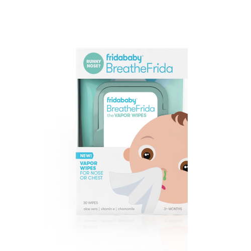 Frida Baby Breathe Frida Vapor Rub Wipes for Kids Decongestant Relief, Cold Medicine with Aloe, 30 Ct HSA/FSA Eligible