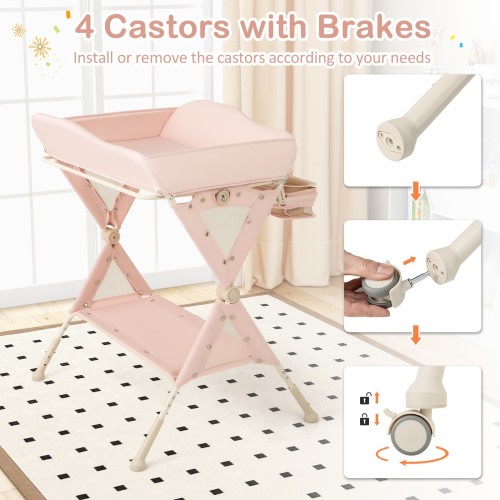 Gymax Baby Diaper Changing Table Folding Newborn Nursery Organizer