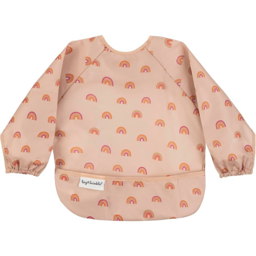 Tiny Twinkle Long Sleeve Bib for Babies & Toddlers | Waterproof Smock Bib for Eating | Machine Washable & Mess-Proof Feeding Essentials | Newborn Shower Gift (Boho Rainbow, 6–24M)