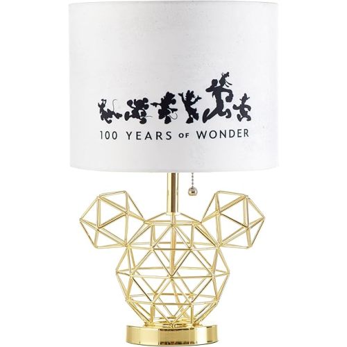 Idea Nuova Disney Mickey Mouse Figural Gold Wire Base Table Lamp with Printed Shade