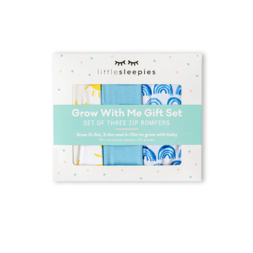 Blue Rainbows, Sky Blue & Sunshine Zippy Grow With Me Gift Box - Little Sleepies