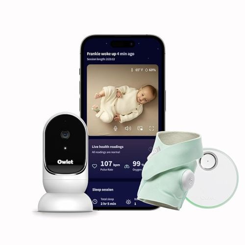 Owlet® Dream Duo Smart Baby Monitor: FDA-Cleared Dream Sock® plus Owlet Cam 2- Tracks & Notifies for Pulse Rate & Oxygen while viewing Baby in 1080p HD WiFi Video - Gen 1 Mint