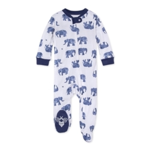Wandering Elephants Organic Baby Zip Front Loose Fit Footed Pajamas | Burt's Bees Baby®