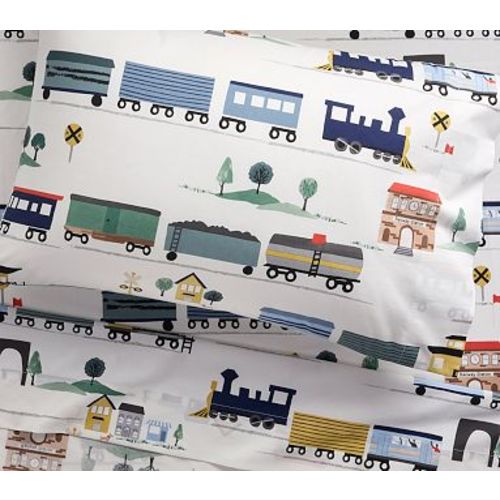 Organic Trains Toddler Sheet Set , Multi