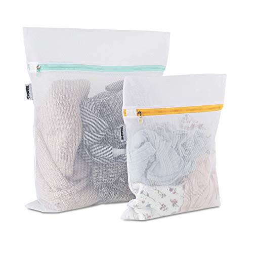Mamlyn Mesh Laundry Bag for Delicates, Wash Bags for Underwear and Lingerie, Makeup Organizer Bag (1 Medium, 1 Small)