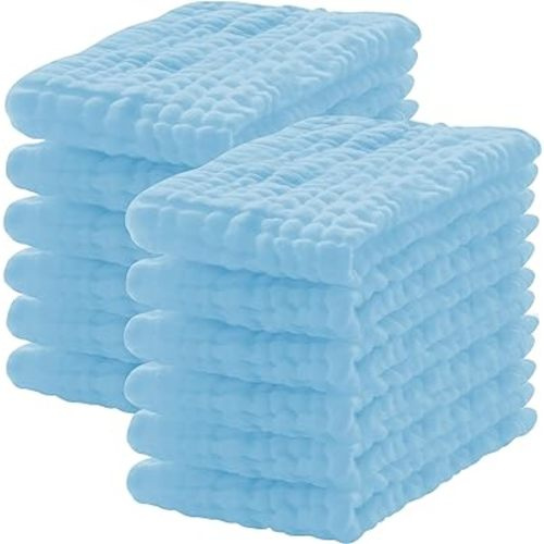 12 Pack Muslin Burp Cloths 100% Cotton Muslin Cloths Large 20''x10'' Extra Soft and Absorbent Baby Burping Cloth - Aqua