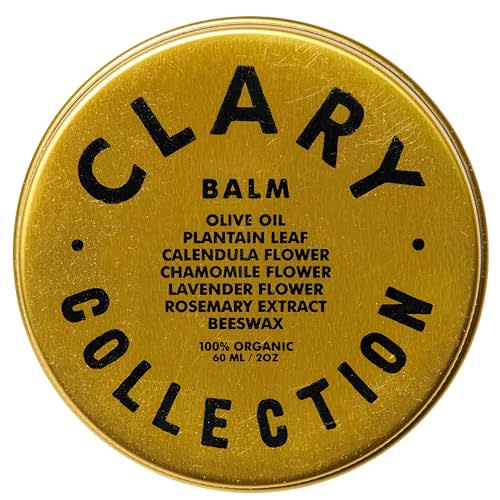 CLARY COLLECTION Multipurpose Olive Balm for Men, Women & Children, Certified Non-Toxic, Natural & Organic, Plant-Based Formula, Hydrates and Softens Dry + Inflamed Skin. All Ages & Skin Types, 2oz