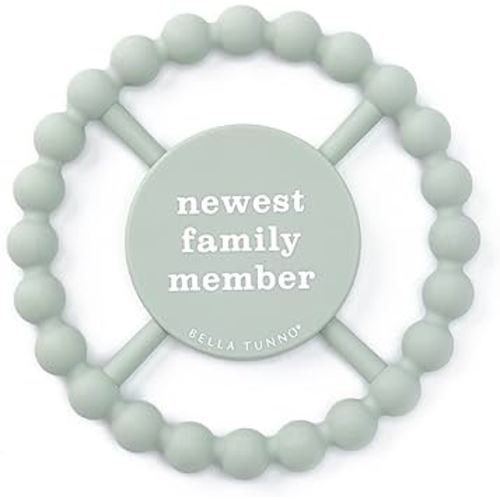 Bella Tunno Happy Teether – Soft & Easy Grip Baby Teether Toy, Silicone Teether Ring to Help Soothe Gums, Non-Toxic and BPA Free, Newest Family Member