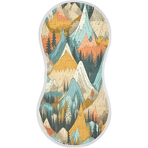 Mountains Pattern Unisex Baby Burp Cloths Set of 1, Soft Absorbent Organic Cotton Muslin Burping Cloths for Newborn Boys and Girls