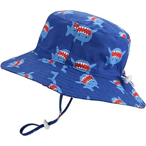 Baby Sun Hat Adjustable - Outdoor Toddler Swim Beach Pool Hat Kids UPF 50+ Wide Brim Chin Strap Summer Play Hat