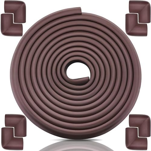Baby Proofing Edge Corner Protector, 20.5 ft (18.1ft Edge + 8 Corners) Baby Proof Corner Guards ,Thick Table Bumper Guard, 3M Pre-Taped Corners, Soft Rubber Foam Guard Heavy-Duty…