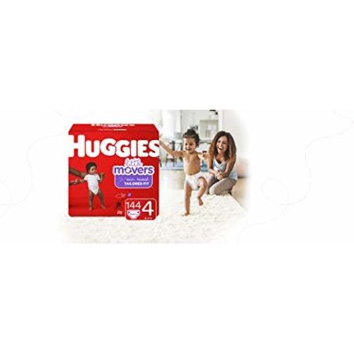 HUGGIES Little Movers Diapers, Size 4 (22-37 lb.), 144 Ct, Economy Plus Pack (Packaging May Vary) - NEW