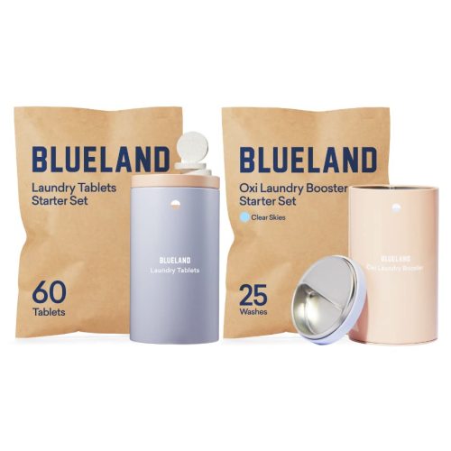 BLUELAND Complete Laundry Starter Set | Laundry Detergent Tablet Set | Oxi Booster Powder Set | Plastic-Free & Eco Friendly | Natural, Gentle, Plant Based