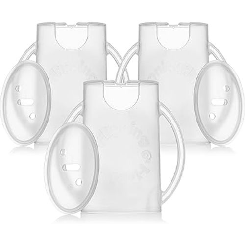 Squeeze Proof Food Pouch Holder for Toddlers, Babies, Kids, Mess Free No Squeeze Juice Box Drink Holder with Easy Grip Handles and Lid - Made in USA (White 3 Pack)