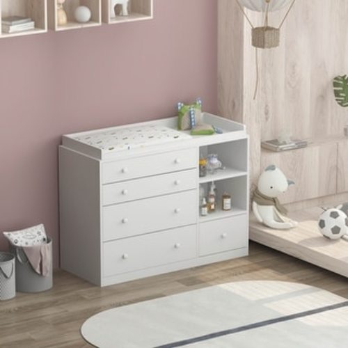 Timechee 47.2"W 5 Drawers Wooden Changing Table Dresser