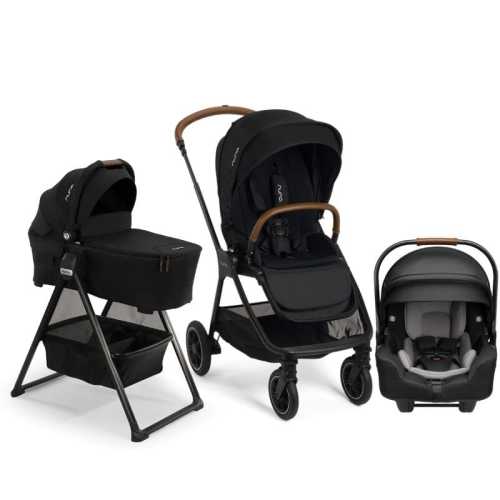 Nuna TRIV Next Bundle - Stroller, LYTL Bassinet + Stand, and PIPA RX Infant Car Seat - Caviar - Caviar