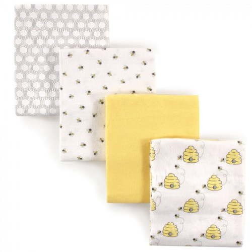Hudson Baby Infant Cotton Flannel Receiving Blankets, Bee, One Size