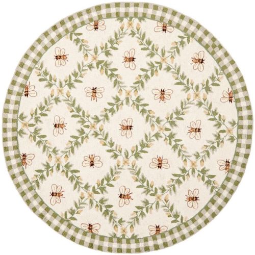Chelsea HK55 Hand Hooked Accent Rug - Ivory/Green - 3' Round - Safavieh