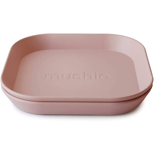 mushie Square Dinnerware Plates for Kids | Made in Denmark, Set of 2 (Blush)