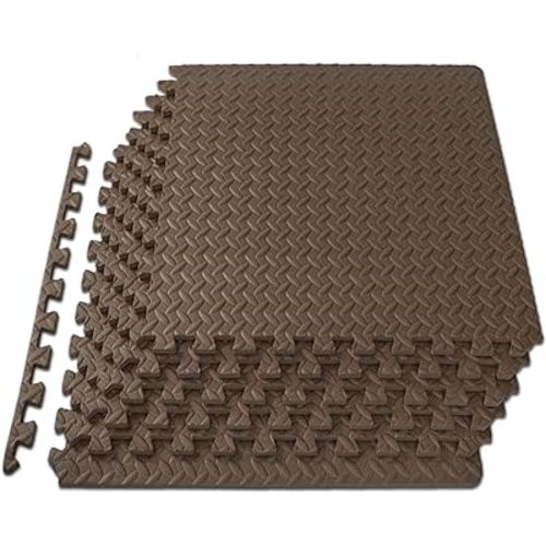 ProsourceFit Puzzle Exercise Mat ½ in, EVA Interlocking Foam Floor Tiles for Home Gym, Mat for Home Workout Equipment, Floor Padding for Kids, Cream, 24 in x 24 in x ½ in, 24 Sq Ft - 6 Tiles
