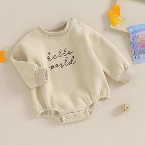 VISGOGO Newborn Infant Baby Boy Girls Oversized Romper Little Dude Sweater Onesie Coming Home Outfit Neutral Clothes