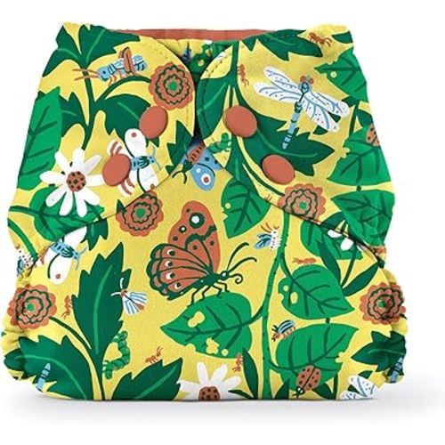 Esembly Cloth Diaper Outer, Swim Diaper, Waterproof Cloth Diaper Cover, Leak-Proof and Breathable Layer Over Prefolds, Flats or Fitteds, Reusable with Snap Closure - Size 1 (7-17lbs), in The Garden